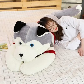 Nice Giant Dog Plush Toy Soft Stuffed Husky Long Pillow Cartoon Animal Doll Sleeping Pillow Cushion Home Decor Kids Gift (Husky,110cm/43 inch)