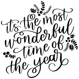 Christmas Holiday Word Phrases Sentiment Wooden Stamp with Handle, Rubber Stamp for DIY Card Making, Crafting, Scrapbooking or Journaling, Calligraphy Word Art Merry Christmas (Design #9)