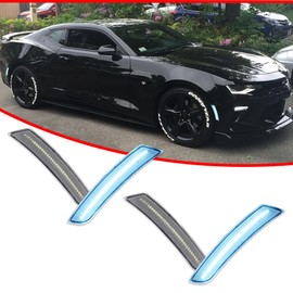GTINTHEBOX Blue LED Side Marker Lights Clear Lens Compatible with Chevy Camaro 2016 2017 2018 2019 2020 2021 2022 2023, 6th Gen Camaro Front Rear Bumper LED Sidemarker, Pack of 4