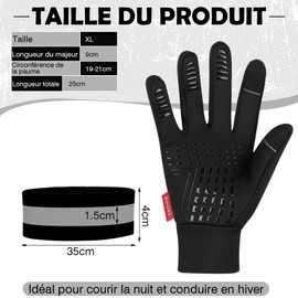 ZOCONE Cycling Gloves Winter Running Gloves with Touch Screen Warm Windproof Outdoor Gloves for Men Women with 1 Pair Reflective Sports Wristbands for Driving, Cycling, Running