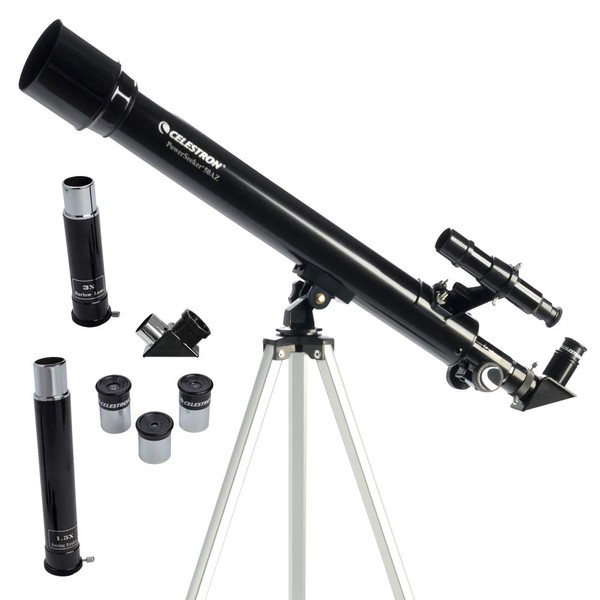 Celestron - PowerSeeker 50AZ Telescope - Manual Alt-Azimuth Telescope for Beginners - Compact and Portable - BONUS Astronomy Software Package - 50mm Aperture, Black, 50AZ Refractor