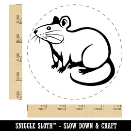 Curious Rat Rodent Rubber Stamp for Stamping Crafting Planners - 1-1/4 Inch Large