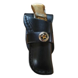 Premium Leather Knife Sheath for Buck 110 or Similar Knife, Western Style Folding Knife Holder, Black