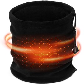 Dr.Warm Heated Fleece Neck Gaiter for Women Men, USB Thermal Neck Warmer Heating Scarf Face Cover for Winter Outdoor Sports