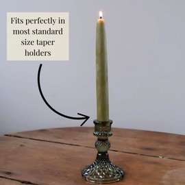 Candlestock Beeswax Taper Candles – Standard 7/8" Diameter, Pure 100% Natural USA Beeswax, Cotton Wick, Dripless, Long-Burning, Handmade in Woodstock, NY- 8 Inches - 1 Pair (2 Candles) - Sage