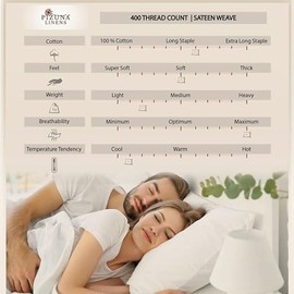 Pizuna Pure 100% Cotton Sheets King Size, Luxurious 400 Thread Count Long Staple Cotton SateenSheets King with 15inch Deep Pocket (Combed Baby Blue Cotton Sheets King)