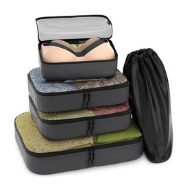 5 Piece Travel Packing Organizers for Luggage Suitcase (Grey)