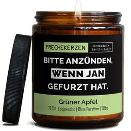Lustige Duftkerze mit Spruch für Freunde, Geschwister, Papa | Handgemacht aus Sojawachs |Personalisierte Geschenkkerze In Geschenkbox | Valentinstag Geschenk Geburtstag |Apfel