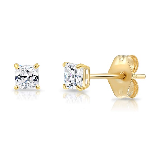 TILO JEWELRY 14k Yellow Gold Princess-Cut Square Cubic Zirconia CZ