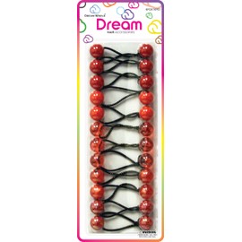 Dream World Ponytail Holder 16 MM Bead Assorted Shades of Red 12 Piece Pack
