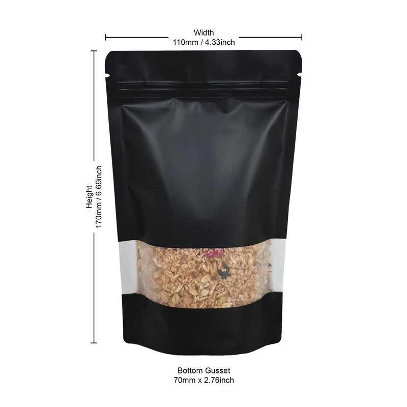 50pcs Window Standup Bags With Window, Resealable Food Bags Ziplock