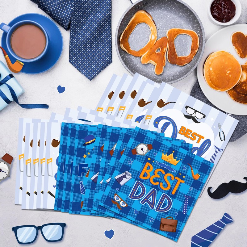 OXYLIPO 120Pcs Father's Day Paper Napkins Dad Day Blue Disposable