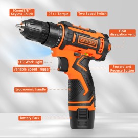 Unbranded 12V Brushless Drill | 25+1 Torque & 2-Speed | 0.96kg Ultra-Light Kit