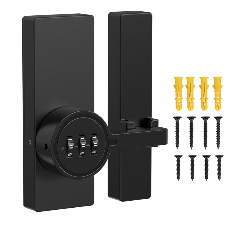 SecureLatch 180 Degree Flip Barn Door Lock, Password Keyless Adhesive