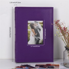 RECUTMS Premium Leather Cover Family Wedding Anniversary Baby Vacation Life Record Photo Album 300 Pockets Holds 4x6 Photos 3 Pockets Per Page Picture Book (Purple)