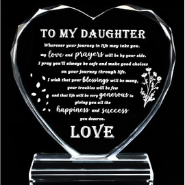 Daughter Birthday Gift Crystal Gift for Daughter Heart Mother Daughter Gift Keepsake Graduation Birthday, Wedding, Engagement, Valentine's Day, and Christmas Gifts for Daughter