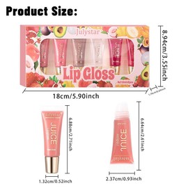 Fruit Flavor Lip Gloss, 6 Counts/set Moisturizing Nourishing Lip Glaze, Glossy Lip Glaze Stick, Plumping Lip Oil Lip Stick for Girls & Women