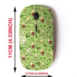 Ratón inalámbrico de 2.4 G con bonito diseño de patrón para todas las computadoras portátiles y computadoras de escritorio con nanoreceptor, cocina de aguacate verde