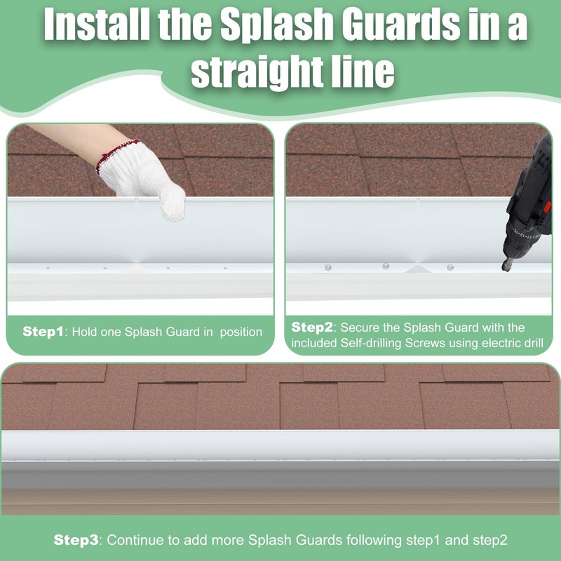 Memrita 4 Pcs Gutter Valley Splash Guards Roof Rain Diverter,Aluminum