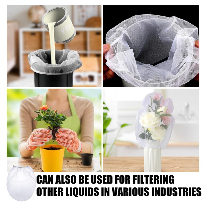 10Pcs Paint Strainer Bags, 1 Gallon Nylon Filter Bags White
