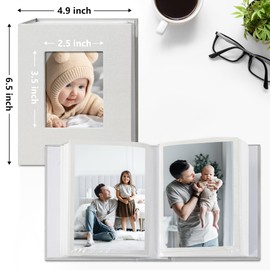Vienrose Small Photo Album 4x6 Slip-in Picture Album 50 Pages Holds 100 Photos, Portable Photo Book 4x6 for Wedding Family Baby Travel Grey