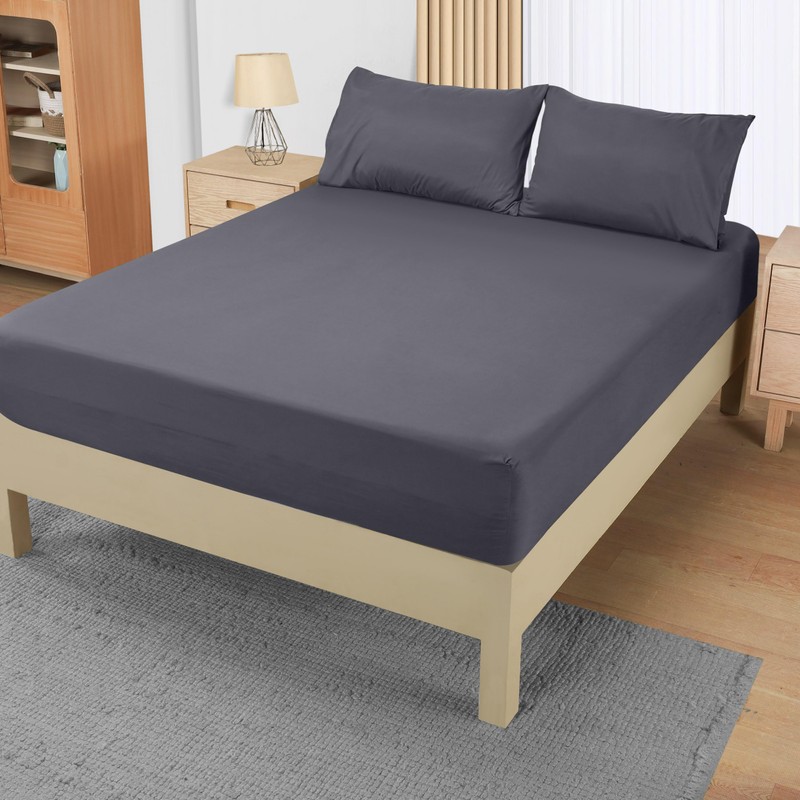 Utopia Bedding Single Fitted Sheet with Pillow Case (50x75cm), Grey
