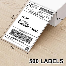 Direct Thermal Labels 4x6, Fanfold Shipping Label Compatible Most Thermal Printer, Perforated, Commercial Grade，500 Labels per Stack,1 Stack
