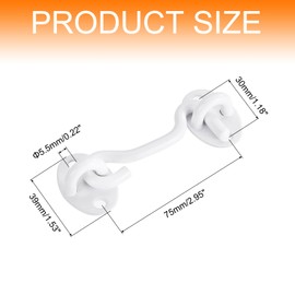 sourcing map 2Pcs 3 Inch Hook and Eye Latch, Barn Door Lock Privacy Hardware Stainless Steel Gate Lock for Window Cabin Hooks Sliding Door Bedroom Bathroom, White