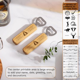 5 piezas de botellas de madera personalizado, regalo para padrinos de boda, despedida de soltero, regalos grabados para padre, abuelo, patrones y texto personalizados. Abrebotellas con mango de madera