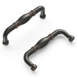Hickory Hardware 1 Pack Solid Core Kitchen Cabinet Pulls, Luxury Cabinet Handles, Hardware for Doors & Dresser Drawers, 3 Inch Hole Center, Vintage Bronze, Williamsburg Collection