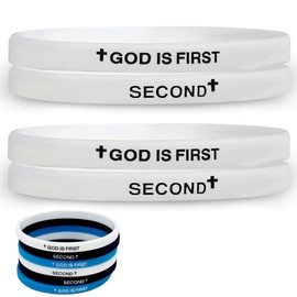 GOD IS FIRST BRACELET, GOD IS FIRST SECOND Inspirational Bracelets, Bible Verses Christian Faith Rubber Bracelets for Men Women (2 Sets D)