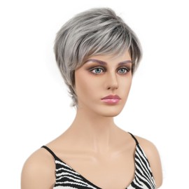 Wiginway Short Straight Wigs Layered Shaggy Synthetic Wig Women Party Hair (4T60)