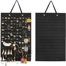 Ritte Hanging Jewellery Organiser Foldable Jewellery Stand Jewellery Organiser for Hanging Earring Hanging Storage for Women and Girls, Holds up to 300 Pairs (Black)