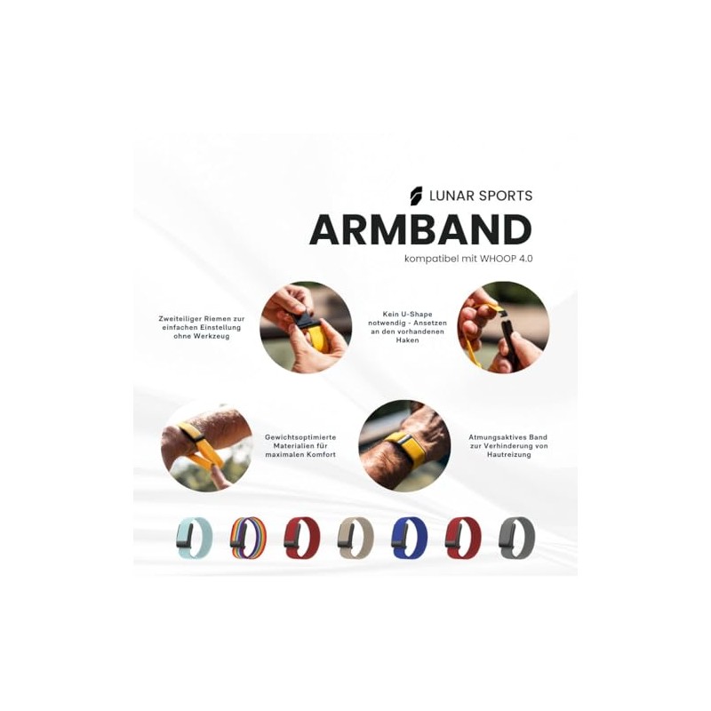 Lunar Straps Compatible with Whoop 4.0 Strap, Breathable and Adjustable