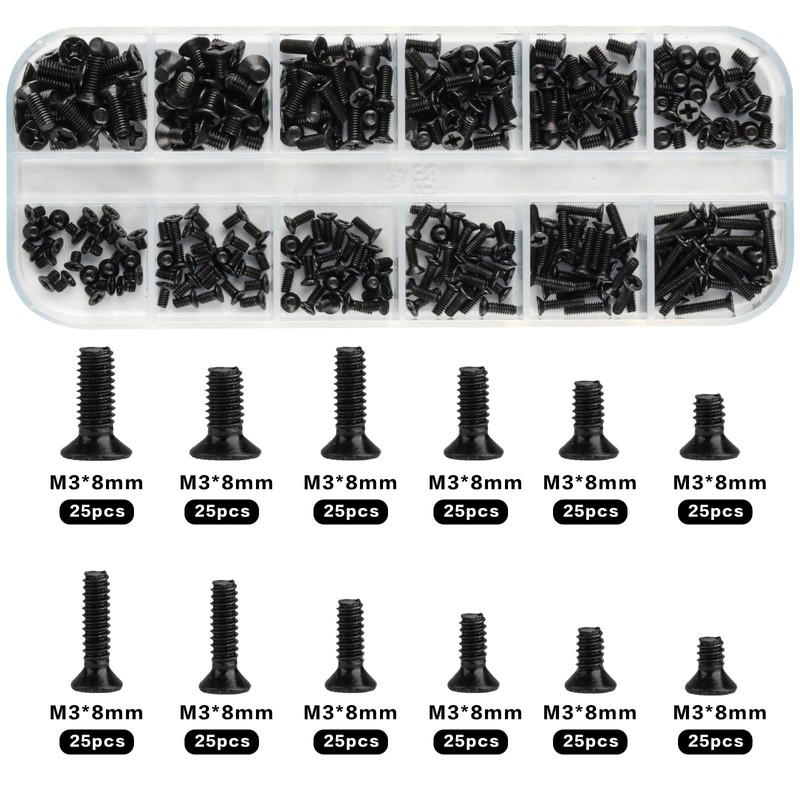 Pack of 300 M2 M2.5 M3 Screws Set, PC Screws