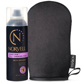 Norvell Norvell Venetian Sunless Tanning Bundle: Aerosol Spray Solution Mist with Bronzer for Instant Sun Kissed Glow, 7 fl. oz. and Streak Free Washable Applicator Blending Tan Mitt for Flawless Results