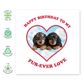 Cute Birthday Card for Partner - Fur-ever Love Puppy Heart Design - Perfect for Boyfriend, Girlfriend, Husband, or Wife - Romantic Dog-Themed Card with Red Envelope