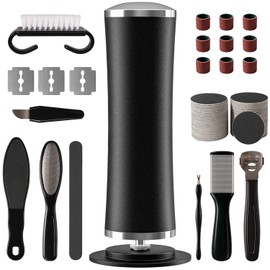 4.8 in Longer Electric Foot Callus Remover, Adjustable Speed Pedicure Tools for Feet with 60 Sanding Pads, Foot Scrubber File, Heel Scraper for Cracked Heels Black