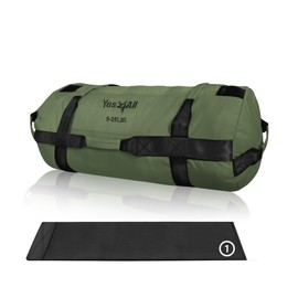 Yes4All - Bolsas de Arena Ajustables para Entrenamiento de Pesas, con Asas, Color Verde Militar, Talla S