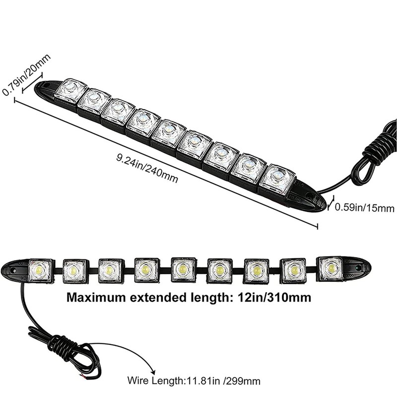 MAX COOL 2PCS 9LED DRL Fog Driving Daylight Daytime Running