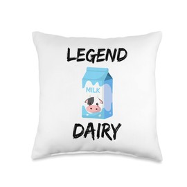 Milk Carton With Cow Legend Dairy Pun Apparel Fun Pun Milk Carton with Cow Legend Dairy Legendary Throw Pillow, 16x16, Multicolor