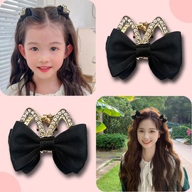 Mini Cat Ear Bow Claw Clips for Women Girls Black Bows for Hair Barrette for Thick Thin Hair Accessories for Women Girls Bow Knot Hair Clip 2Pcs