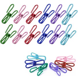 Bag Clips for Food Storage, 12pcs Steel & PVC Coated Food Bag Clips Bag Sealing Clips, Food Pegs Clips,Paper Clips, Clothes Pegs, Durable Freezer Bag Clips for Kitchen Home Office (Random Color)