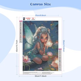 MEIYUDA Diamond Painting Art Fairy, 5D Diamond Painting Kits for Adults Kids Wall Art Diamond Painting Art, Diamond Painting Kit DIY Gem Art Crystal Art for Home Wall Decor 30x40cm