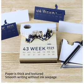 3D Calendar 2024 Calendar Notepad, 3D Beautiful Cherry Tree Calendar Notepad, Desk Calendar with Light, Mushroom House / Tree House / Yellow Crane Tower / Earth / Temple of Heaven Shape Calendar