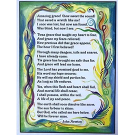 Amazing Grace John Newton lyrics poster - Heartful Art by Raphaella Vaisseau
