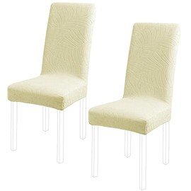 PiccoCasa Stretch Spandex Dining Chair Covers for Dining Chair 2 Pack, Removable Washable Chair Covers for Hotel Party Kitchen Wedding - Light Grey High Back Chair Seat Slipcovers