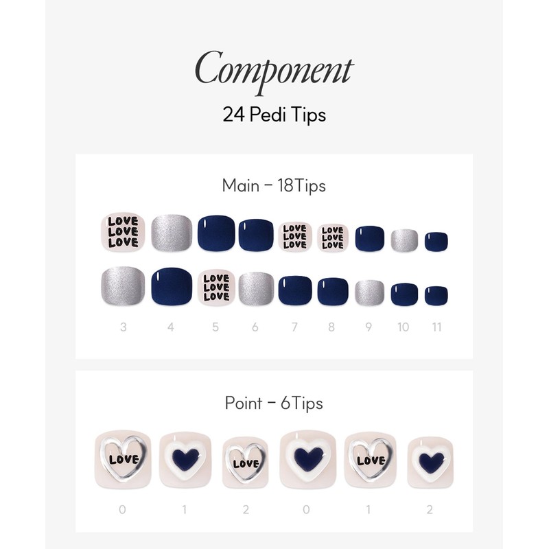 [DASHING DIVA] Nail Tips Magic Press [LoveLoveLove] White Pedi Foot