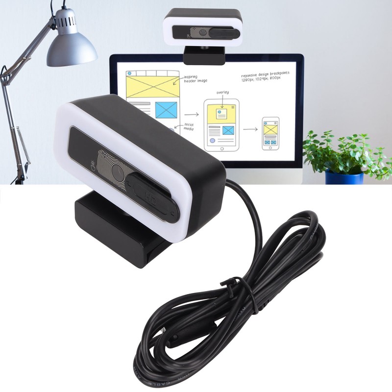 Webcam 2K USB Adjustable Brightness Auto Focusing Inbuilt Mic Plug