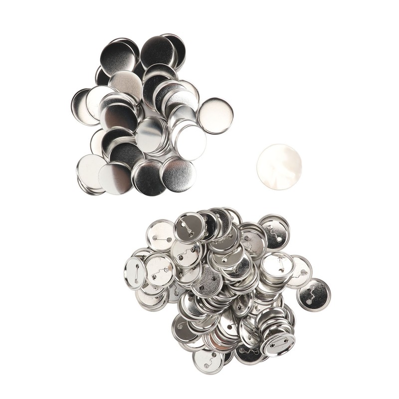 100 Set Pin Back Button Parts Blank Smoothing Metal Durable